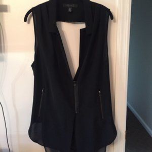 Kenneth Cole Sheer Cowlneck Zippered Top